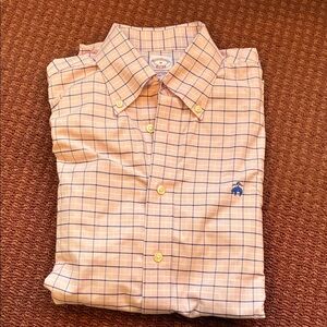 Brooks Brothers Men's Pink and Blue Checkered Shirt